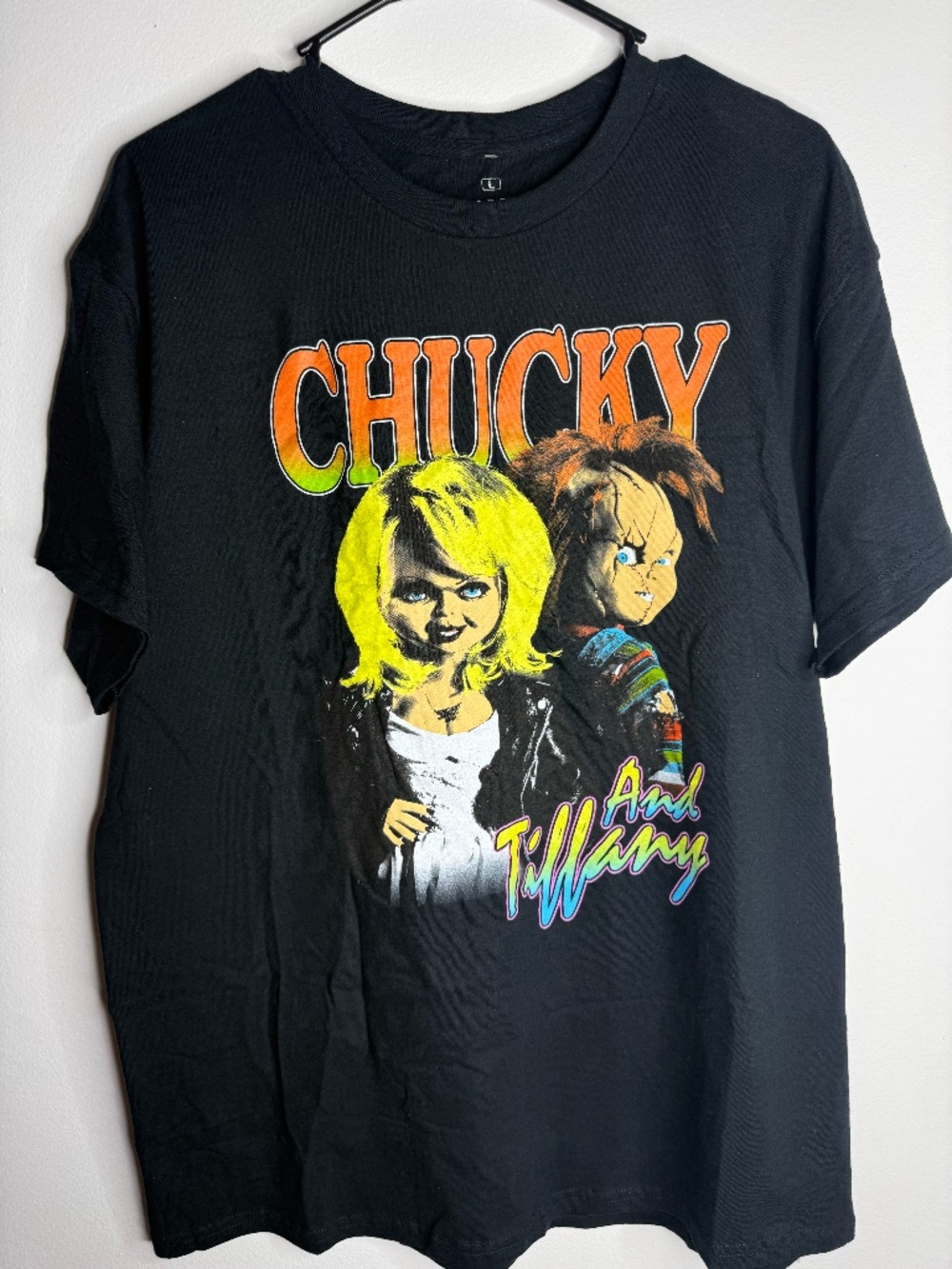 Ripple Junction Bride of Chucky Black Chucky and Tiffany Graphic T-shirt, Size L